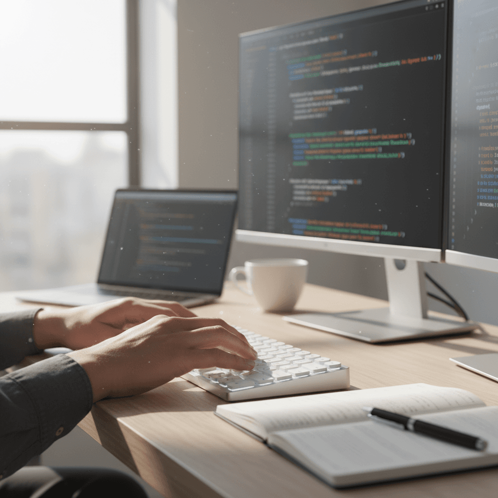 developer working on software